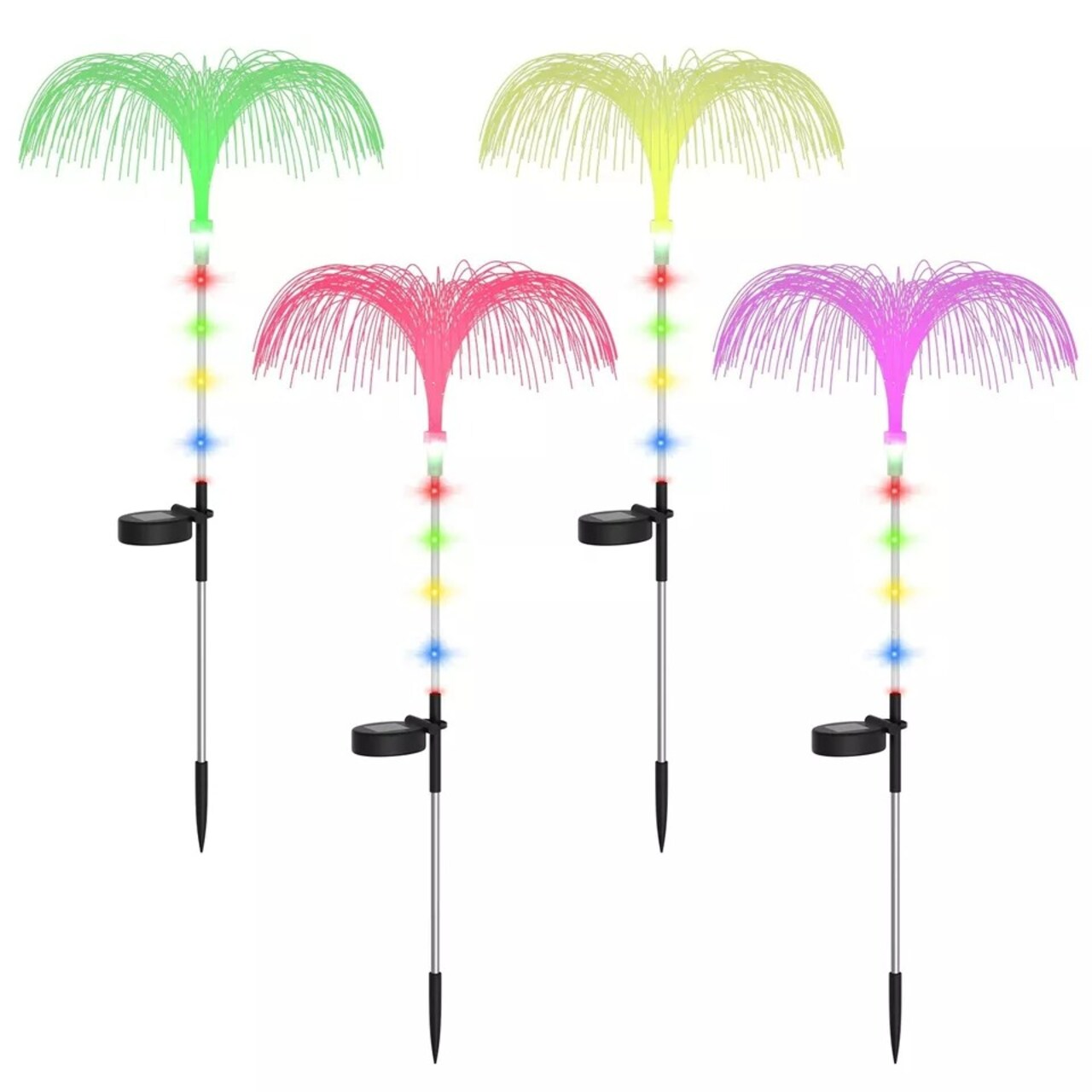 4 Packs Solar Jellyfish Lights Outdoor Waterproof Night Light 7 Colors Changing